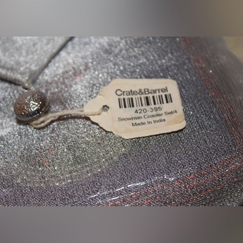 CRATE & BARREL Beaded Snowman Coasters Set of 4 BRAND NEW in packaging HOLIDAY - Picture 3 of 5